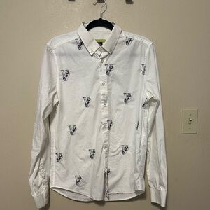 Versace Jeans Embroidered Logo Button‎ Up Blouse Size Small